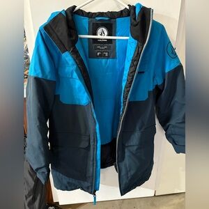 Volcom Two-Tone Blue Hooded Puffer Jacket